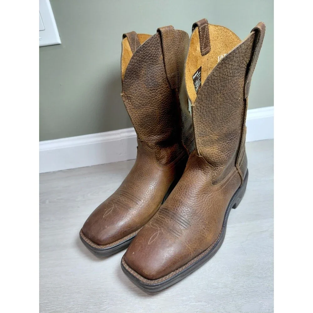 Ariat Rambler Western Boot Men Size 10D Brown Leather Square Toe